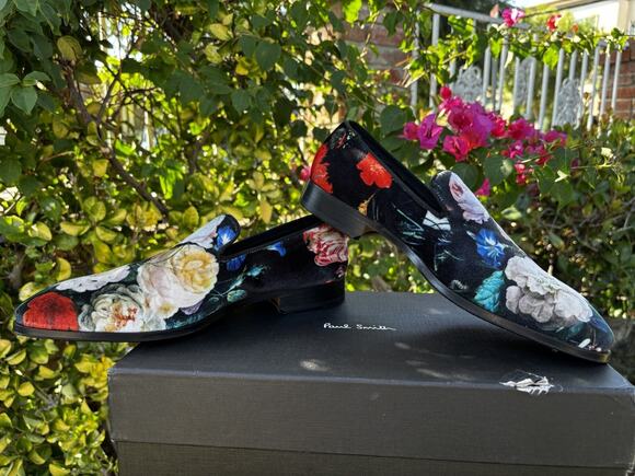 Paul Smith Tudor Velvet Loafer Shoes Floral Black Sz 39 US 6 main image 8